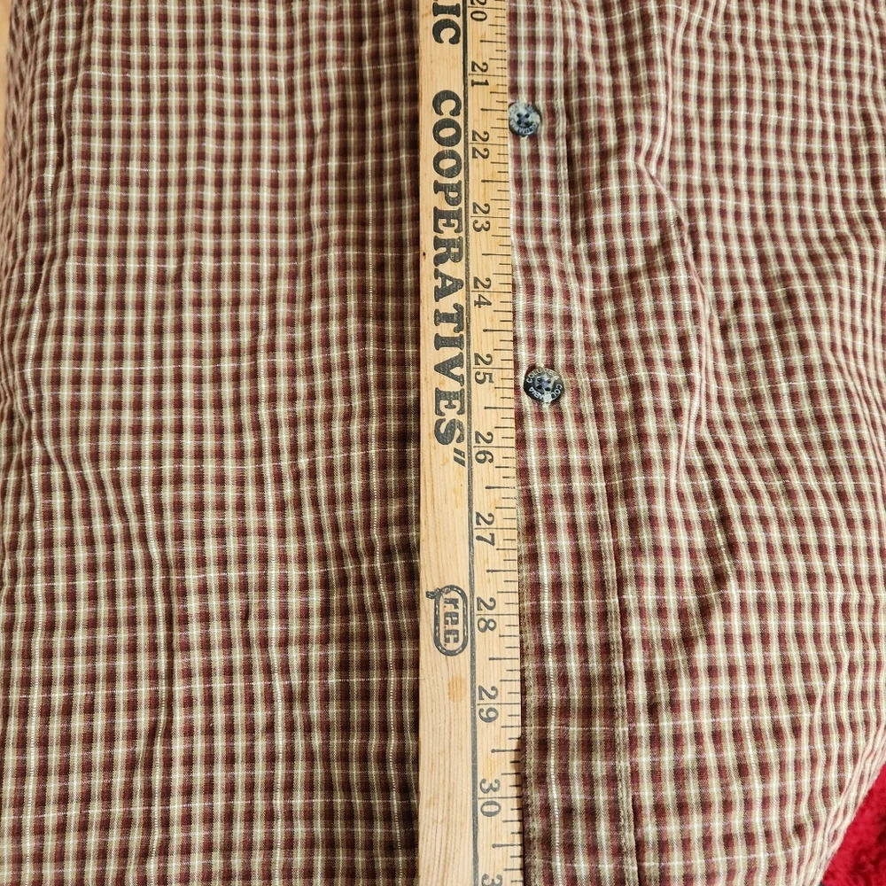 Columbia Button Down Shirt Men's XL Long Sleeve Brown Beige Plaid Cotton - Picture 11 of 11